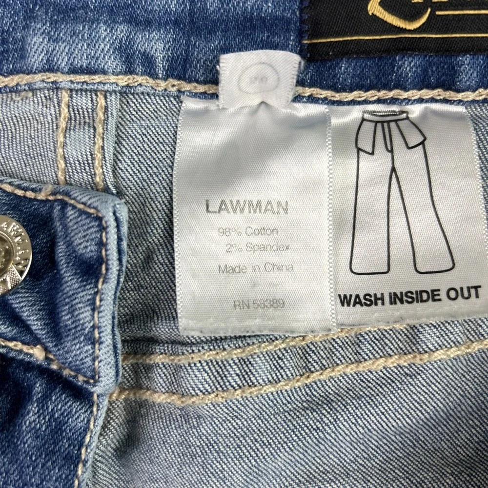 Lawman Denim Jeans Straight Leg Women's 5/6 Embroidered‎ Gems Western Cowgirl